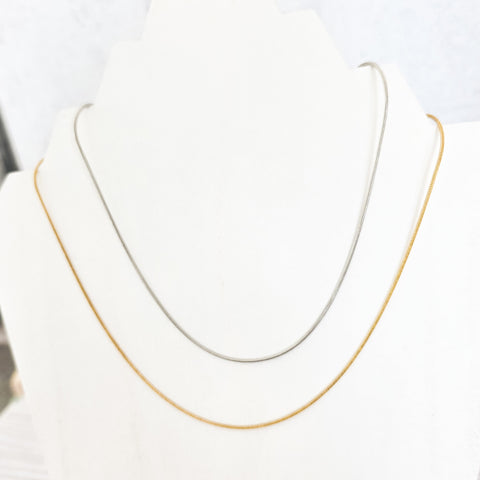 New Premium Full Round Snake Chain Necklace Finding (Silver or Gold Stainless Steel), Pack of 5, Chain #28