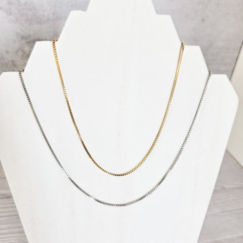 New Premium Women's Full Box Chain Necklace Finding (Silver or Gold Stainless Steel), Pack of 5, Chain #25