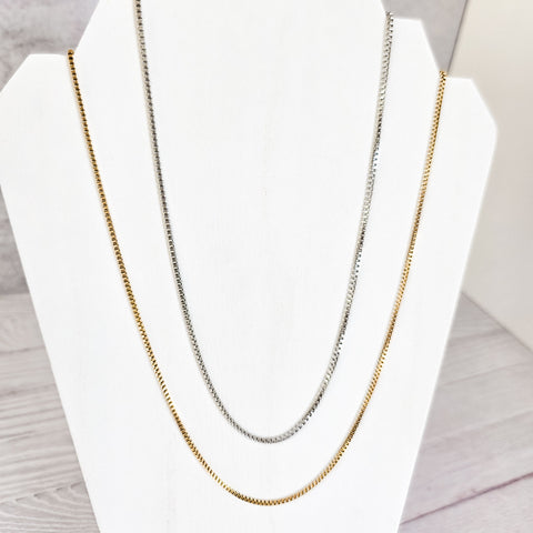 New Premium Men's Full Box Chain Necklace Finding (Silver or Gold Stainless Steel), Pack of 5, Chain #30