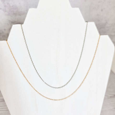 New Premium Full Minimalist Cable Chain Necklace Finding (Silver or Gold Stainless Steel), Pack of 5, Chain #29
