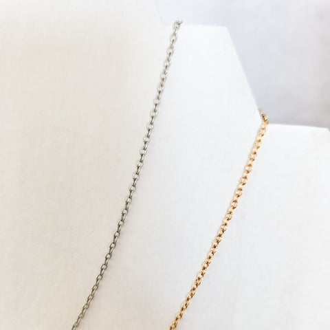 New Premium Full Minimalist Cable Chain Necklace Finding (Silver or Gold Stainless Steel), Pack of 5, Chain #29