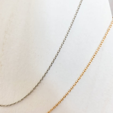 New Premium Split Minimalist Cable Chain Necklace Finding (Silver or Gold Stainless Steel), Pack of 5, Chain #20