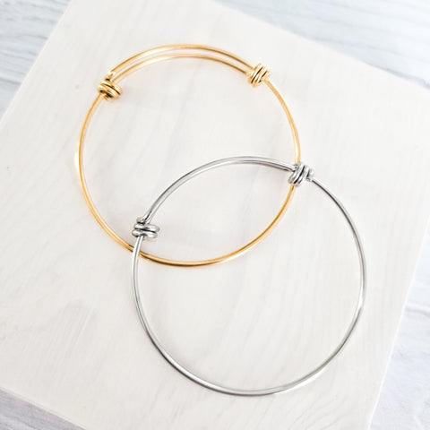 Modern Twist Bangle Bracelet (Silver or Gold), 1 Total, Metal Blank #199