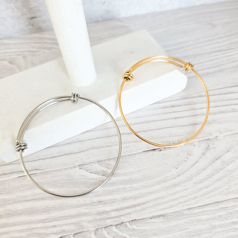 Modern Twist Bangle Bracelet (Silver or Gold), 1 Total, Metal Blank #199