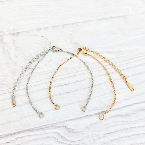 New Premium Split Minimalist Cable Chain Bracelet Finding (Silver or Gold Stainless Steel), Pack of 5, Chain #21