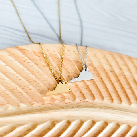 Virginia Pendant Necklace (Silver or Gold), 1 Total, Metal Blank #214