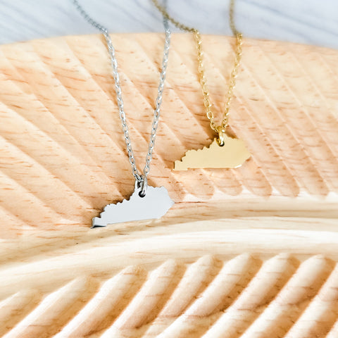 Kentucky Pendant Necklace (Silver or Gold), 1 Total, Metal Blank #210