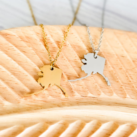 Alaska Pendant Necklace (Silver or Gold), 1 Total, Metal Blank #207