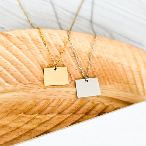 Colorado Pendant Necklace (Silver or Gold), 1 Total, Metal Blank #204