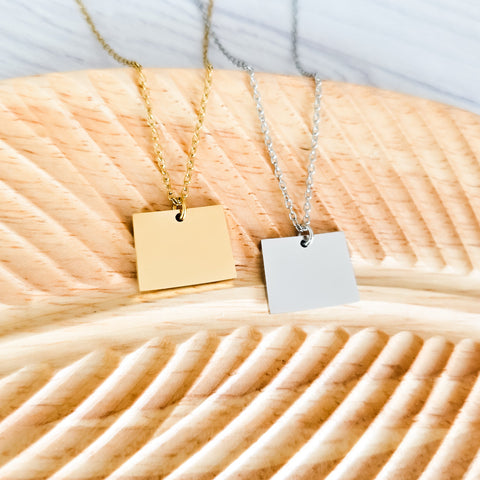 Wyoming Pendant Necklace (Silver or Gold), 1 Total, Metal Blank #205