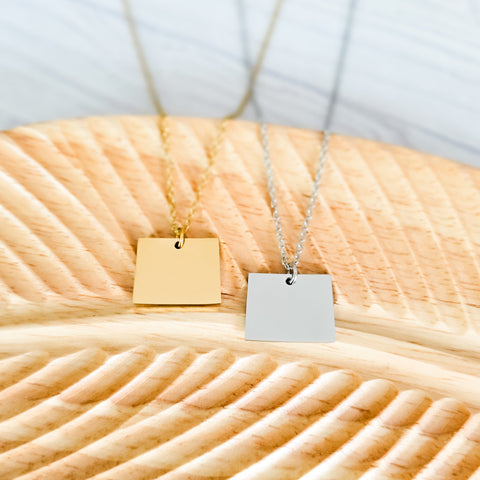 Wyoming Pendant Necklace (Silver or Gold), 1 Total, Metal Blank #205