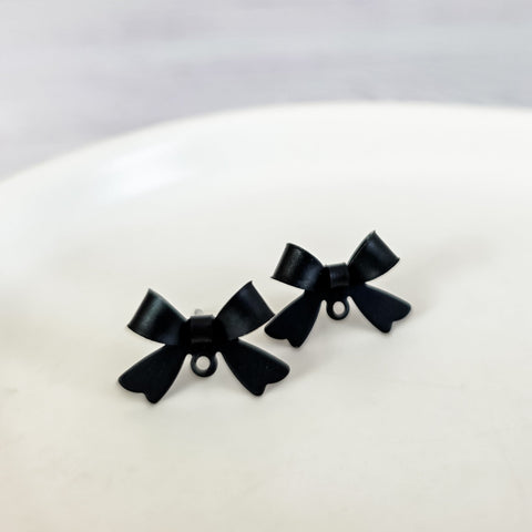Satin Black Stainless Steel Bow Stud Connector, 10 Pieces, Bow #62