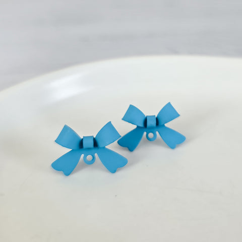 Capri Blue Stainless Steel Bow Stud Connector, 10 Pieces, Bow #64