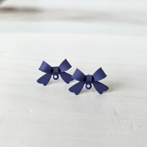 Dark Indigo Blue Stainless Steel Bow Stud Connector, 10 Pieces, Bow #68