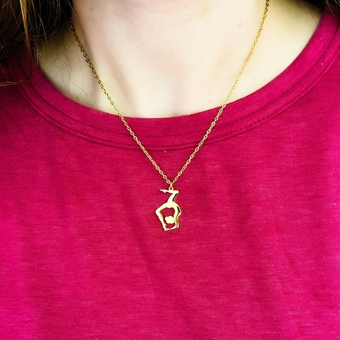 Gymnast Necklace (Silver or Gold), 1 Total, Metal Blank #150