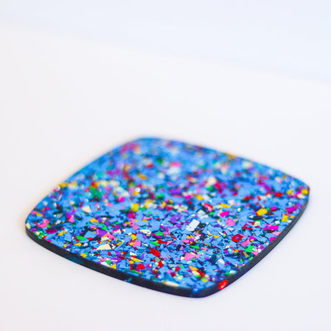 5/32" Blue Chunky Flake Glitter Cast Acrylic Sheets