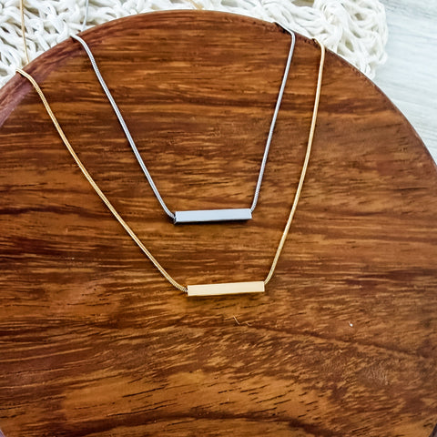 Sliding Horizontal Bar Necklace (Silver or Gold), 1 Total, Metal Blank #233