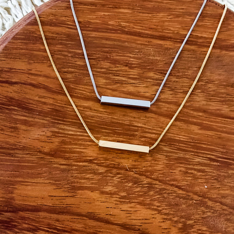 Sliding Horizontal Bar Necklace (Silver or Gold), 1 Total, Metal Blank #233