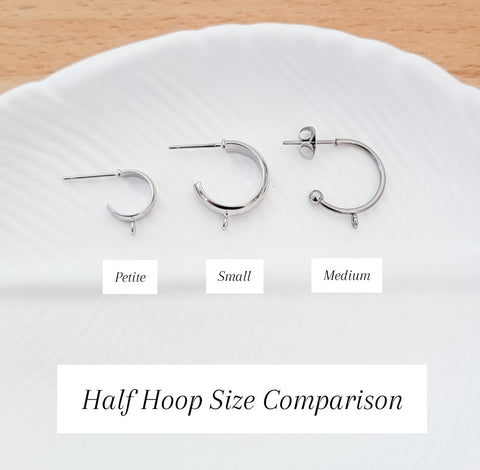Silver Medium Half Hoop with Perpendicular Loop, 10 Pieces, Hoop #4