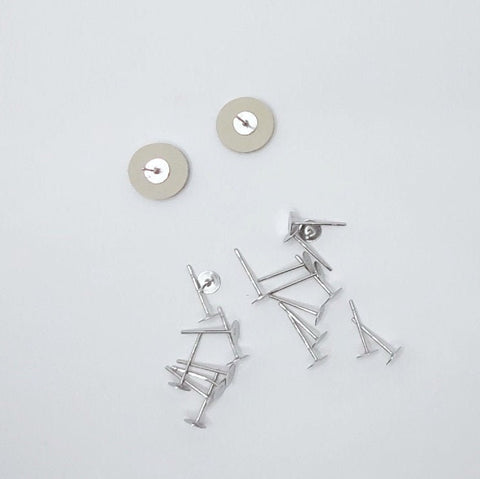 Bulk 3mm Silver Stainless Steel Regular Flat Pad Earring Posts, 100 Pieces, Stud #61