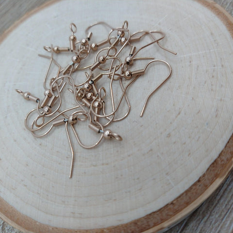 Rose Gold Classic Forward-Facing Stainless Ear Wires, 20 Pieces, Earring Hook #47