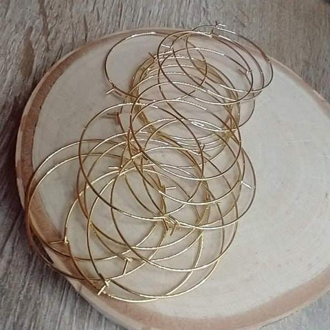 Gold 35mm Round Wine Hoop Stainless Steel Ear Wires, 10 Pieces, Hoop #30