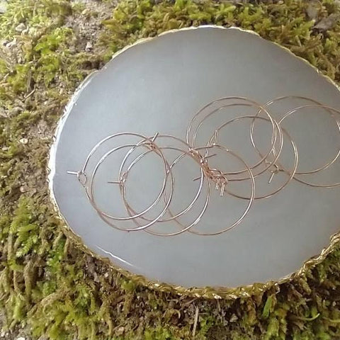 Rose Gold 20mm Round Wine Hoop Stainless Steel Ear Wires, 10 Pieces, Hoop #18