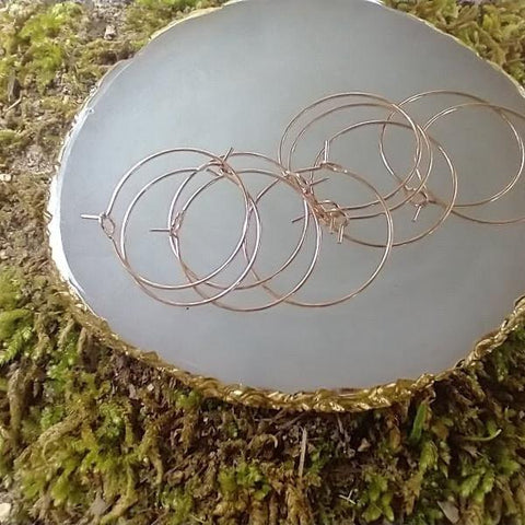 Rose Gold 25mm Round Wine Hoop Stainless Steel Ear Wires, 10 Pieces, Hoop #22