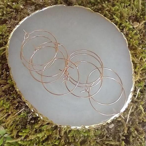 Rose Gold 25mm Round Wine Hoop Stainless Steel Ear Wires, 10 Pieces, Hoop #22