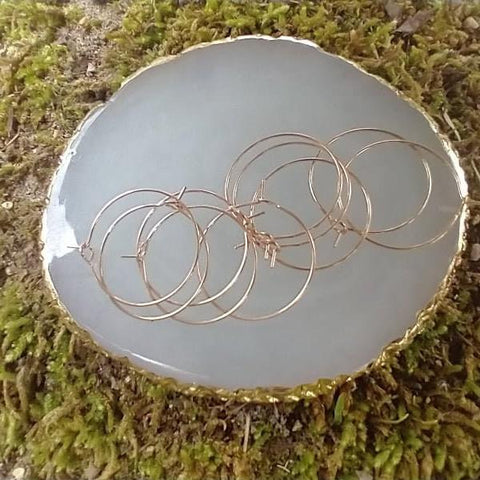 Rose Gold 15mm Round Wine Hoop Stainless Steel Ear Wires, 10 Pieces, Hoop #13