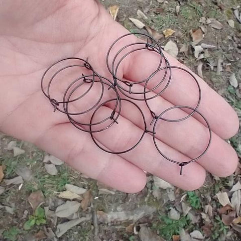 Black 25mm Round Wine Hoop Stainless Steel Ear Wires, 10 Pieces, Hoop #21
