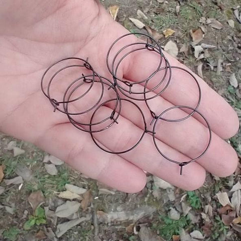 Black 15mm Round Wine Hoop Stainless Steel Ear Wires, 10 Pieces, Hoop #14