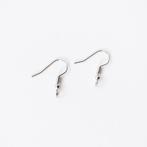 Silver Classic Forward-Facing Stainless Ear Wires, 20 Pieces, Earring Hook #10