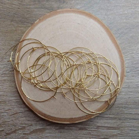 Gold 25mm Round Wine Hoop Stainless Steel Ear Wires, 10 Pieces, Hoop #24