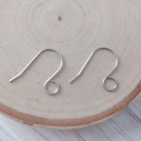 Silver Statement Large Loop Stainless Steel Ear Wires (6mm), 20 Pieces, Earring Hook #12
