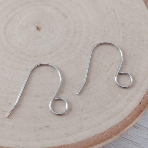 Silver Statement Large Loop Stainless Steel Ear Wires (6mm), 20 Pieces, Earring Hook #12