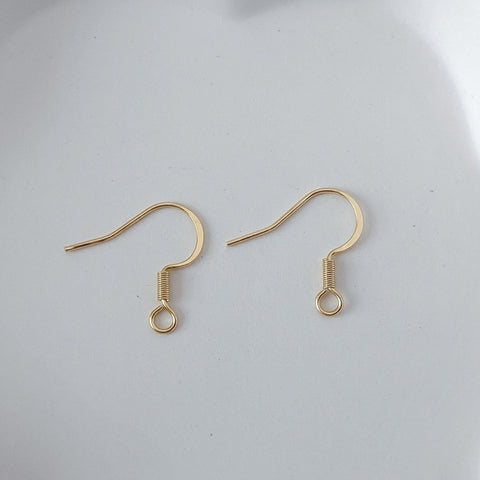 Gold Stainless Ear Wires 2.5mm Hole (Hammered Flat French Style), 20 Pieces, Earring Hook #44