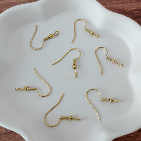 Gold Classic Forward-Facing Stainless Ear Wires, 20 Pieces, Earring Hook #9