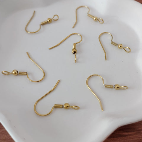 Gold Classic Forward-Facing Stainless Ear Wires, 20 Pieces, Earring Hook #9