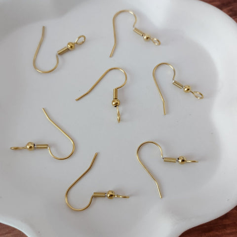 Gold Classic Forward-Facing Stainless Ear Wires, 20 Pieces, Earring Hook #9