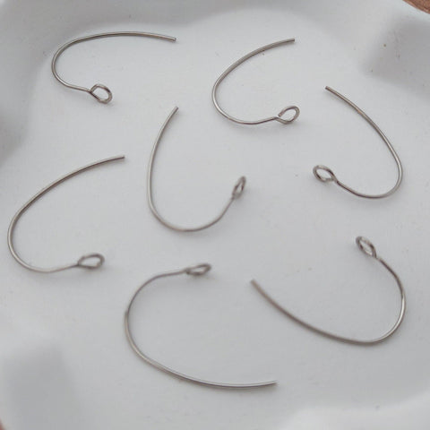 Silver Modern Forward-Facing Stainless Steel Ear Wires, 20 Pieces, Earring Hook #28