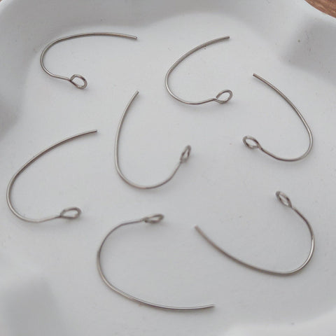 Silver Modern Forward-Facing Stainless Steel Ear Wires, 20 Pieces, Earring Hook #28