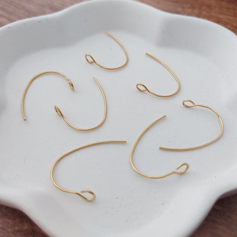 Gold Modern Forward-Facing Stainless Steel Ear Wires, 20 Pieces, Earring Hook #29