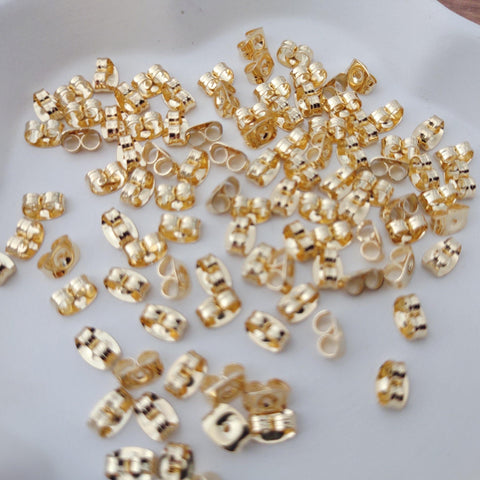 Bulk Gold Butterfly Style Stainless Steel Earring Backs, 100 Pieces, Back #5
