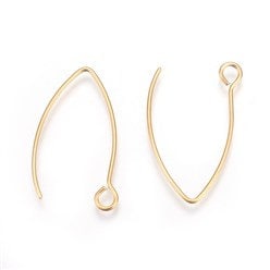 Gold Regular Loop Stainless Steel V Ear Wires 2.5mm Hole, 20 Pieces, Earring Hook #39