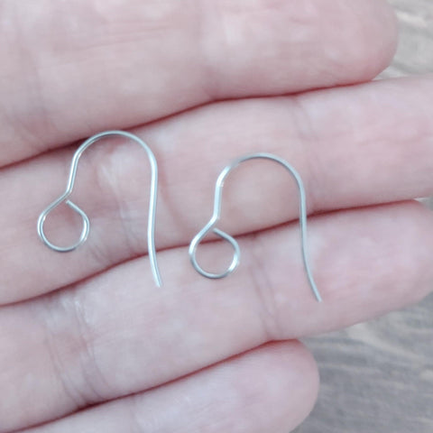Silver Signature Large Loop Stainless Steel Ear Wires (5mm), 20 Pieces, Earring Hook #18