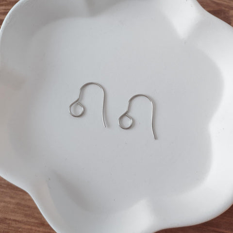 Silver Signature Large Loop Stainless Steel Ear Wires (5mm), 20 Pieces, Earring Hook #18