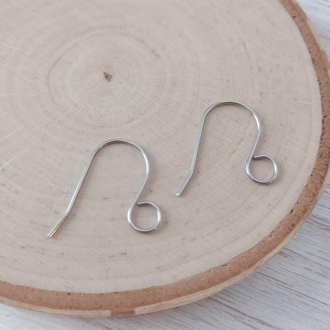 Silver Statement Large Loop Stainless Steel Ear Wires (6mm), 20 Pieces, Earring Hook #12