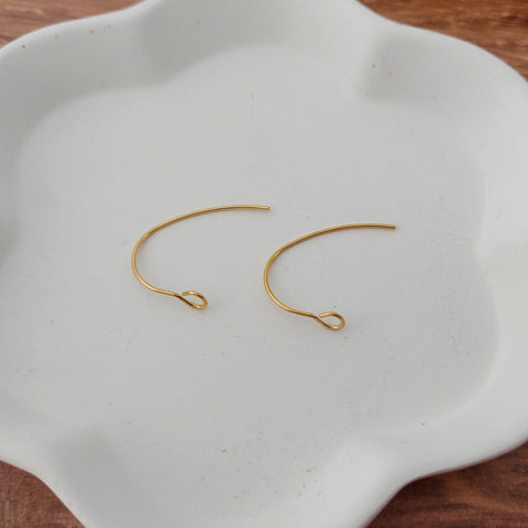 Gold Modern Forward-Facing Stainless Steel Ear Wires, 20 Pieces, Earring Hook #29