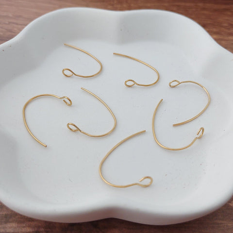 Gold Modern Forward-Facing Stainless Steel Ear Wires, 20 Pieces, Earring Hook #29